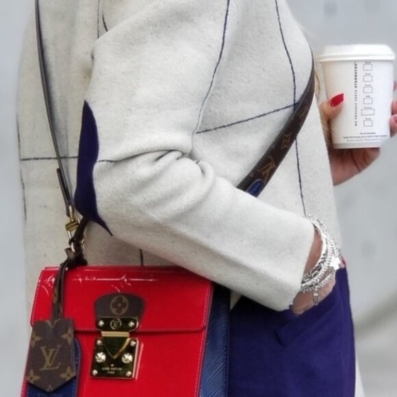 GRID Print Coat Blue Pocket Detail Warm Qu… - Picture 3 of 4